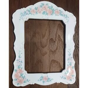 Vintage Ceramic Frame Cottagecore 8 x 10 Ivory pink green floral pastel feminine